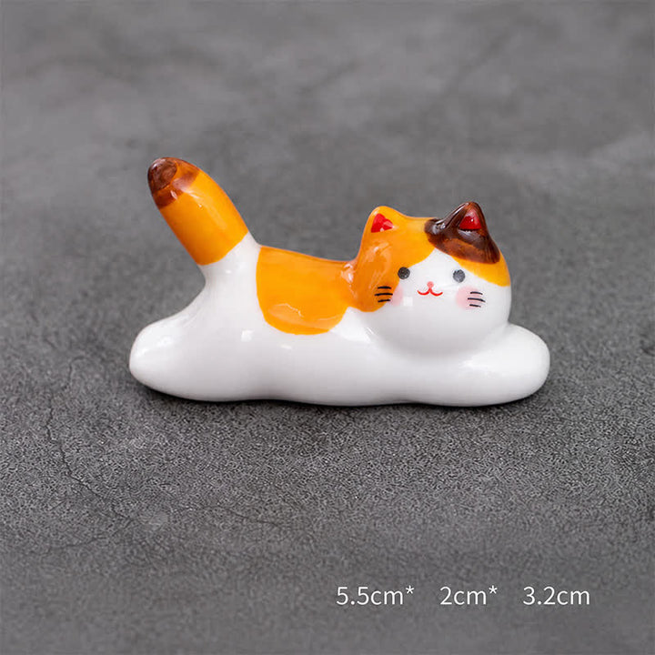 Buddha Stones Keramische eetstokjeshouder met speels kattendesign - Bruinachtig-oranje, ca. 5,5 × 2 × 3,2 cm - Keramiek - image 18
