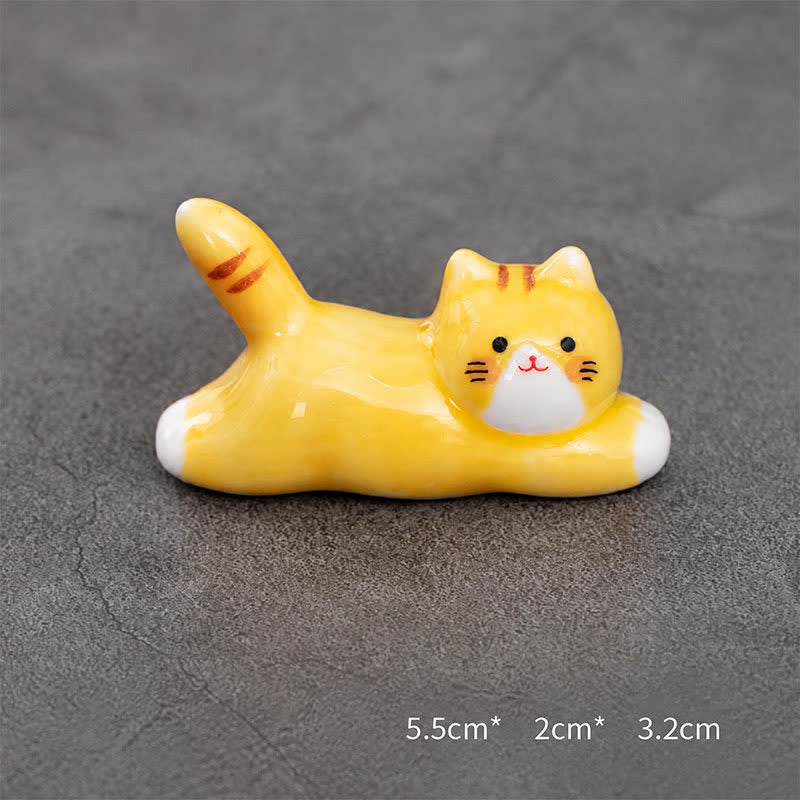 Buddha Stones Keramische eetstokjeshouder met speels kattendesign - Geel, ca. 5,5 × 2 × 3,2 cm - Keramiek - image 17