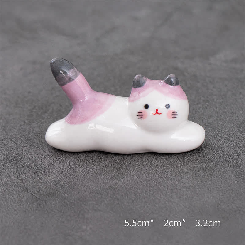 Buddha Stones Keramische eetstokjeshouder met speels kattendesign - Paars, ca. 5,5 × 2 × 3,2 cm - Keramiek - image 16
