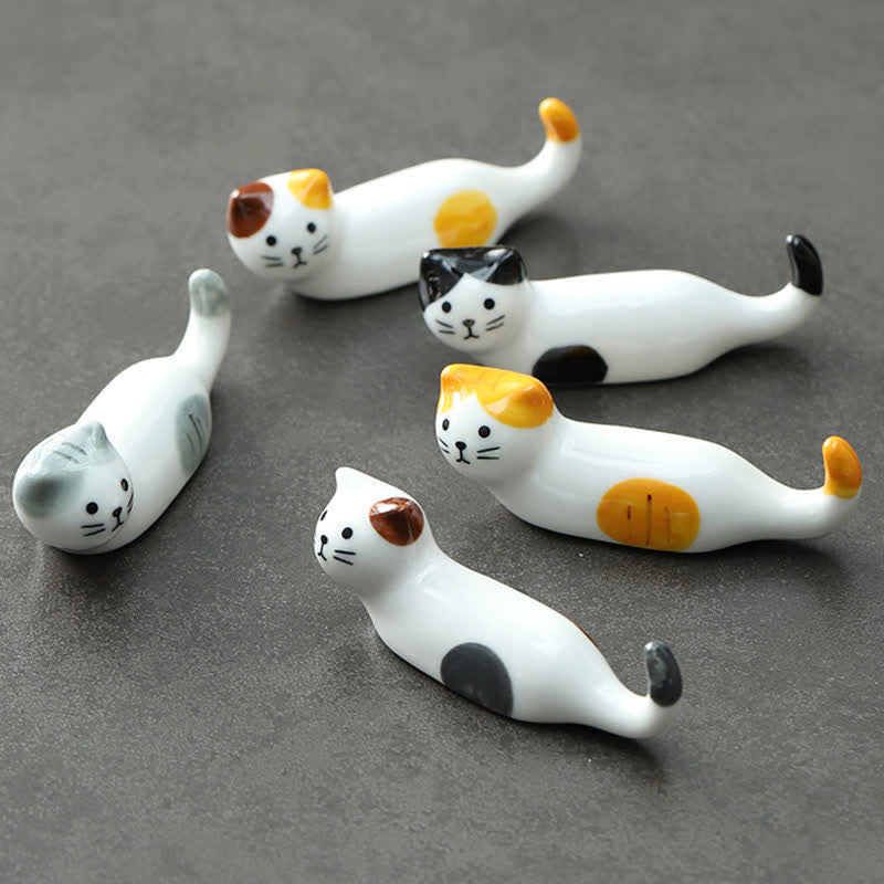 Buddha Stones Keramische eetstokjeshouder met speels kattendesign - image 0