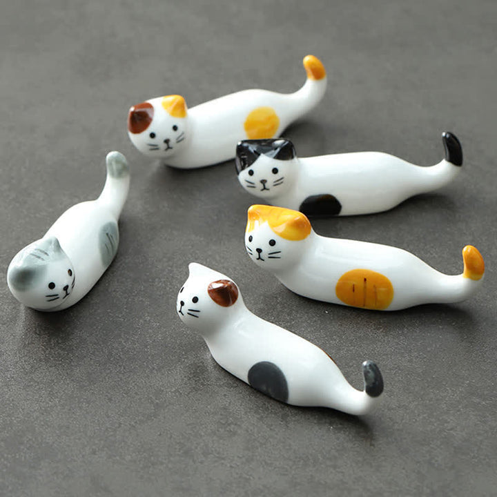 Buddha Stones Keramische eetstokjeshouder met speels kattendesign - image 0