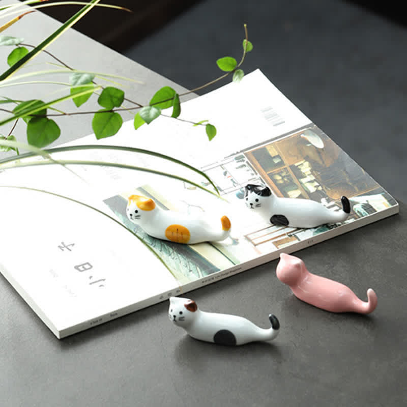 Buddha Stones Keramische eetstokjeshouder met speels kattendesign - image 12