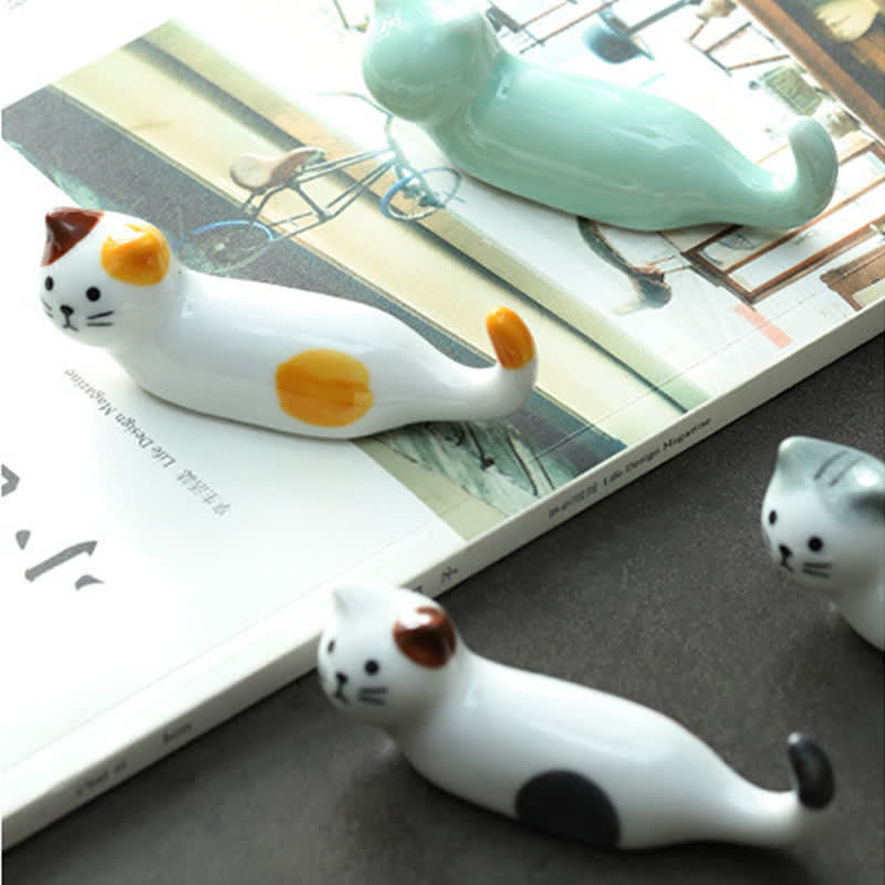 Buddha Stones Keramische eetstokjeshouder met speels kattendesign - image 13