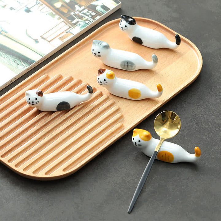 Buddha Stones Keramische eetstokjeshouder met speels kattendesign - image 9