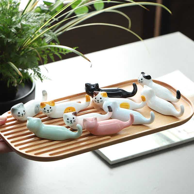 Buddha Stones Keramische eetstokjeshouder met speels kattendesign - image 10