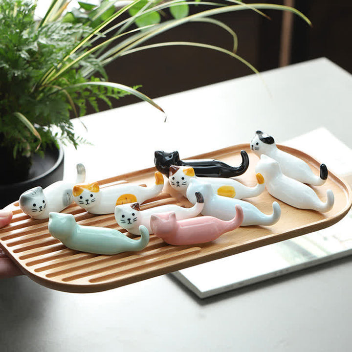 Buddha Stones Keramische eetstokjeshouder met speels kattendesign - image 10