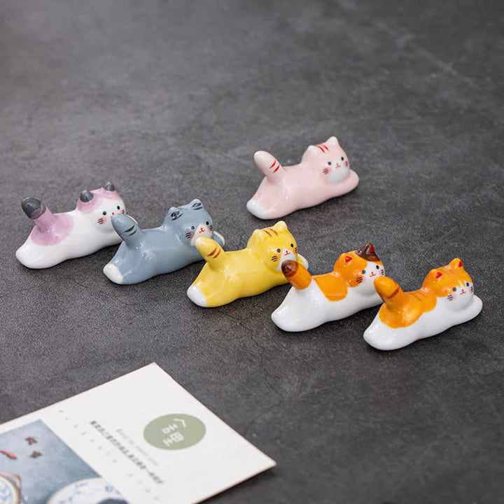 Buddha Stones Keramische eetstokjeshouder met speels kattendesign - image 25