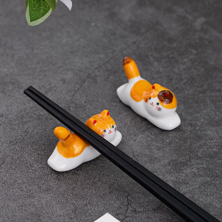 Buddha Stones Keramische eetstokjeshouder met speels kattendesign - image 26