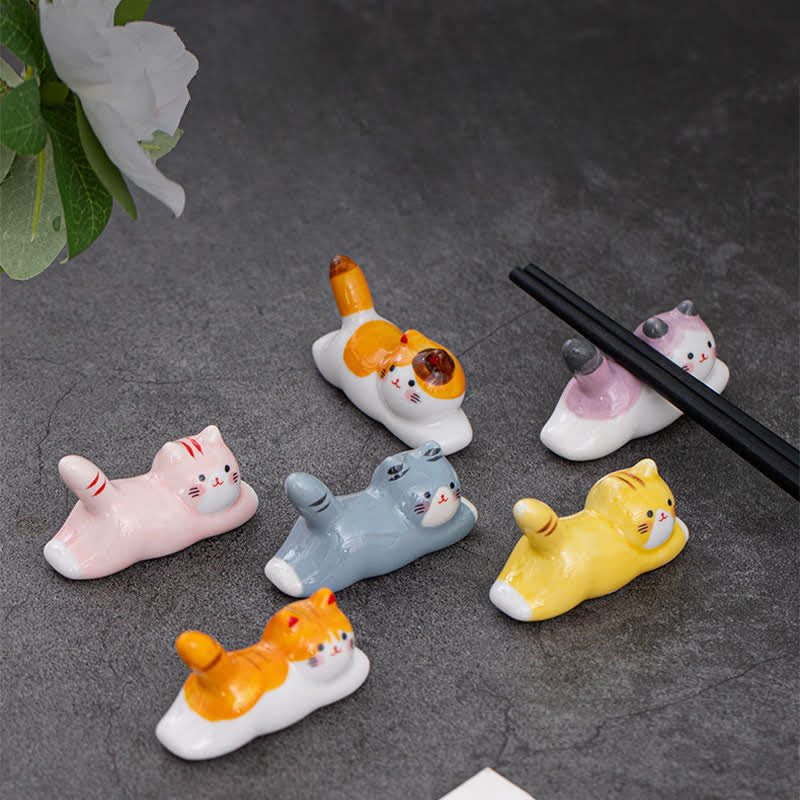 Buddha Stones Keramische eetstokjeshouder met speels kattendesign - image 23