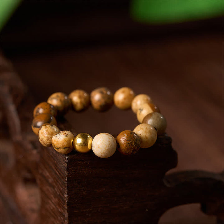 Buddha Stones 3 stuks Amazoniet Picture Jaspis Indiase Agaat Relax Ring - image 7