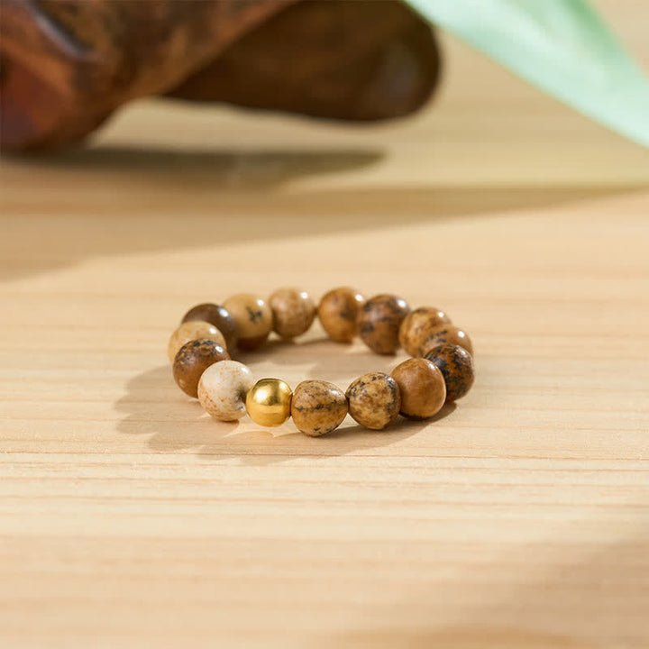 Buddha Stones 3 stuks Amazoniet Picture Jaspis Indiase Agaat Relax Ring - image 5