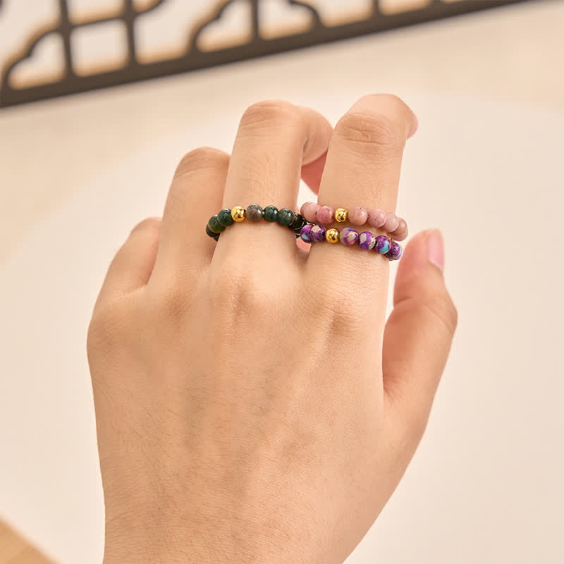 Buddha Stones 3 stuks Amazoniet Picture Jaspis Indiase Agaat Relax Ring - image 18