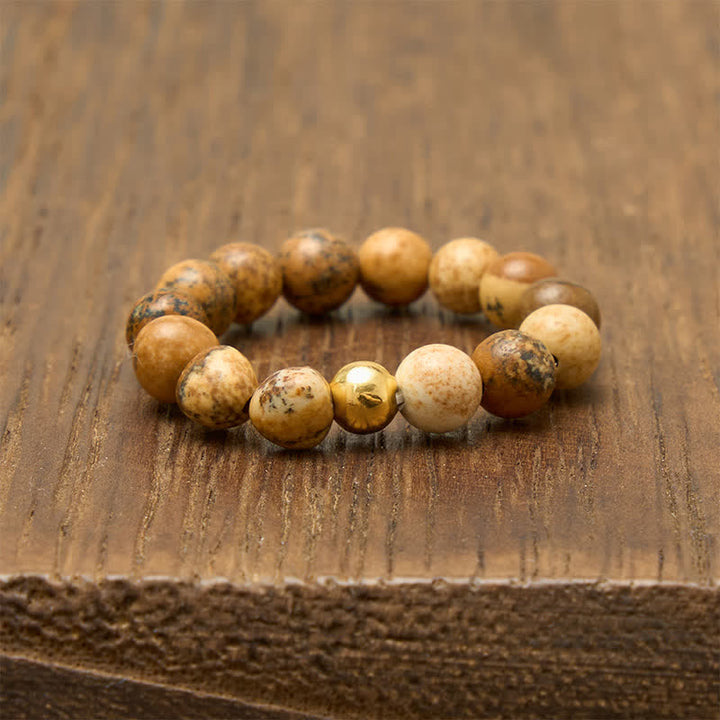 Buddha Stones 3 stuks Amazoniet Picture Jaspis Indiase Agaat Relax Ring - image 6