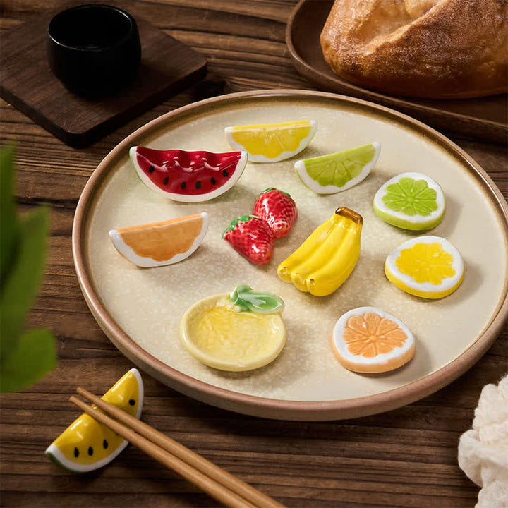 Buddha Stones Mini keramische eetstokjeshouder met fruitmotief - image 0