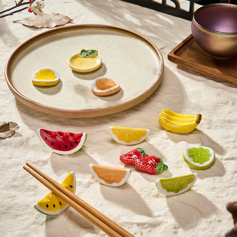 Buddha Stones Mini keramische eetstokjeshouder met fruitmotief - image 1