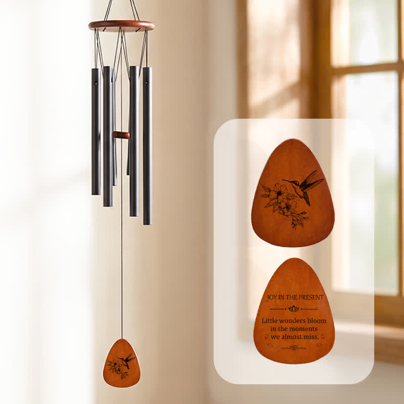 Buddha Stones Rustieke Zen windgong van aluminium buizen en hout - Bloemenvogel - image 0
