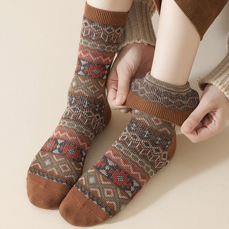 Buddha Stones Vintage geometrische boho gebreide Dames sokken - image 13