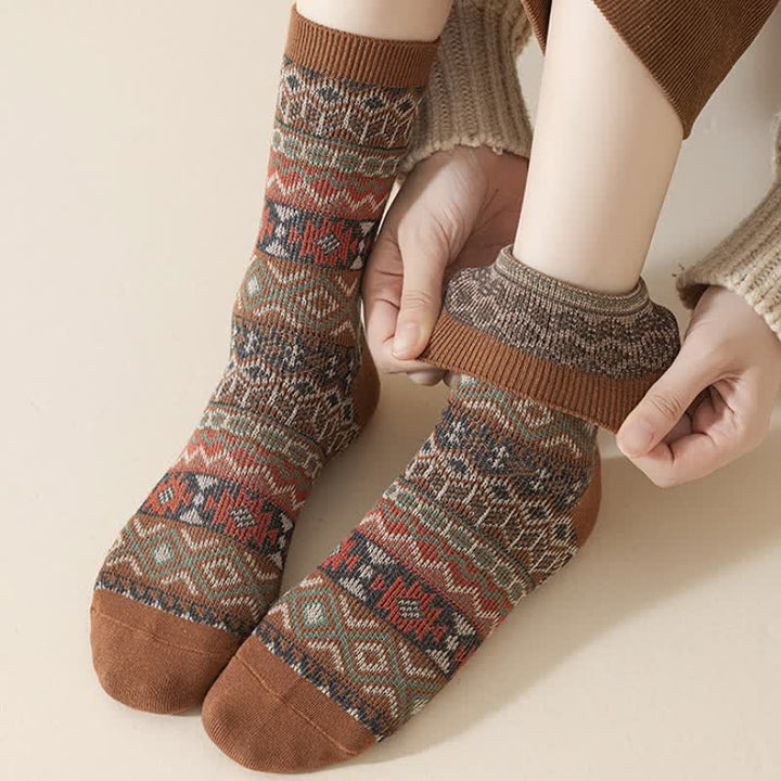 Buddha Stones Vintage geometrische boho gebreide Dames sokken - image 13