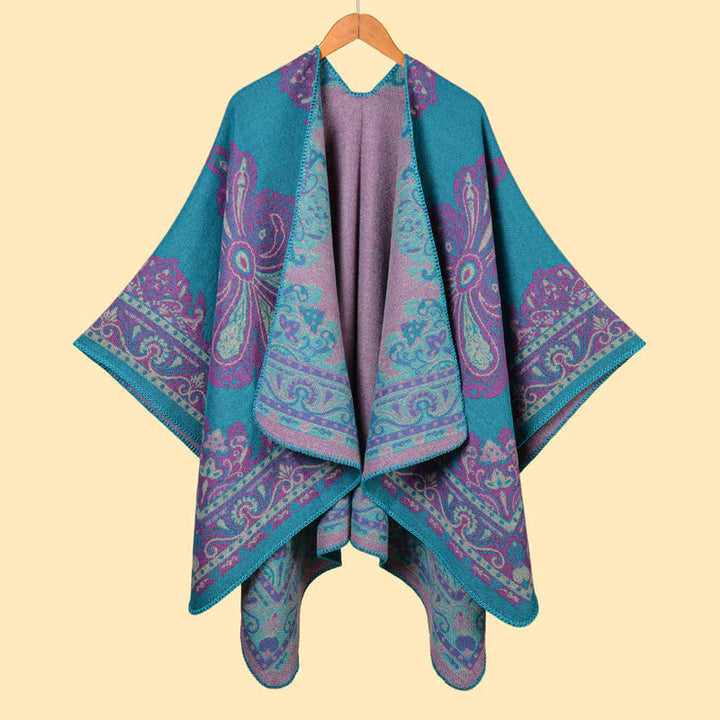 Buddha Stones Herfst/Winter Boho Paisley Open Voorkant Vleermuismouw Dames Sjaal (groot) - Donkere Orchidee - image 4