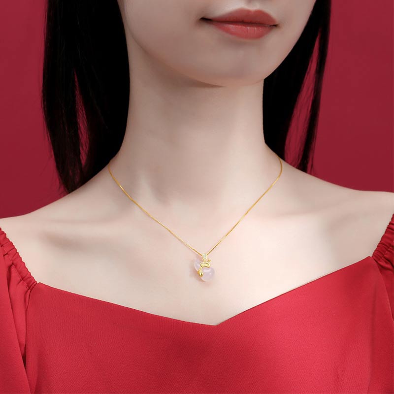 Buddha Stones Cyan Jade Kalebas Lotusblad Hanger Ketting met Overvloed - image 8