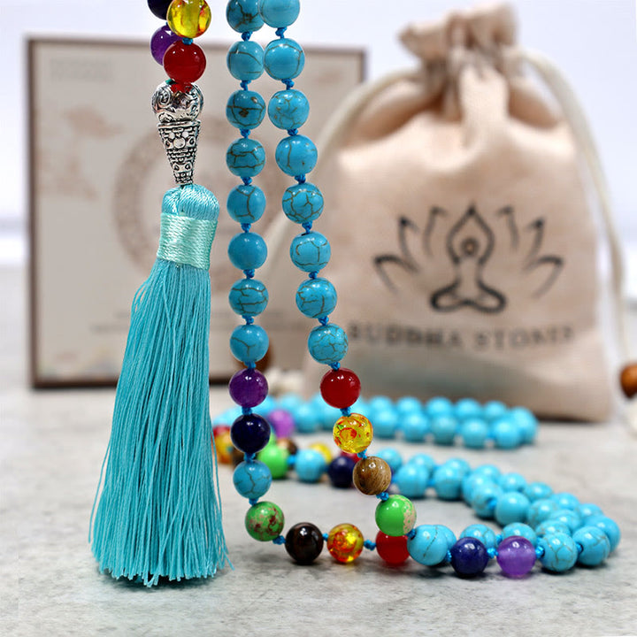 Buddha Stones 108 Mala turkooizen kralen, yoga-, meditatie- en Ketting - image 3