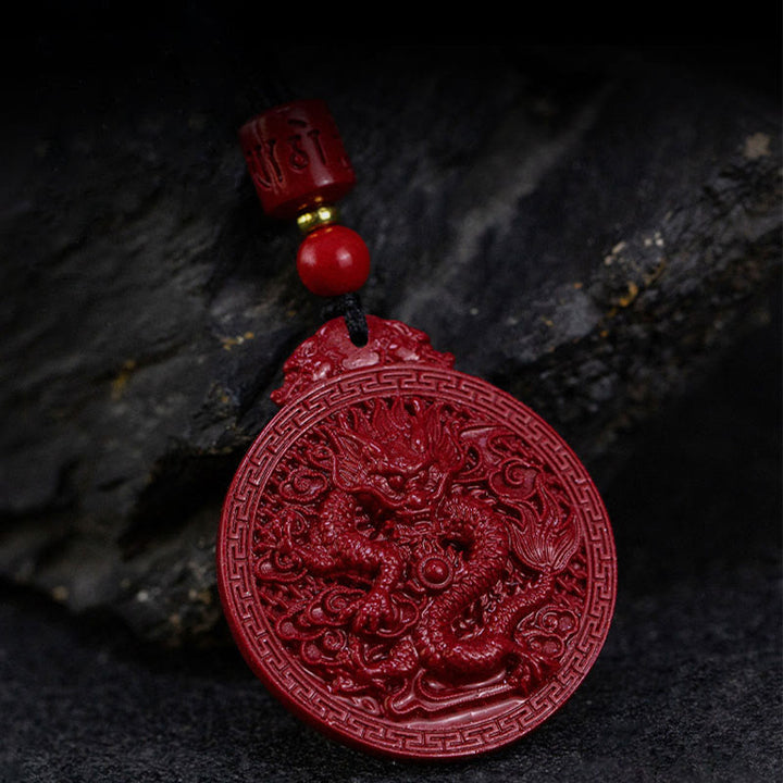 Buddha Stones Ketting met drakenbescherming, natuurlijke cinnaber, Jaar van de Draak - image 6