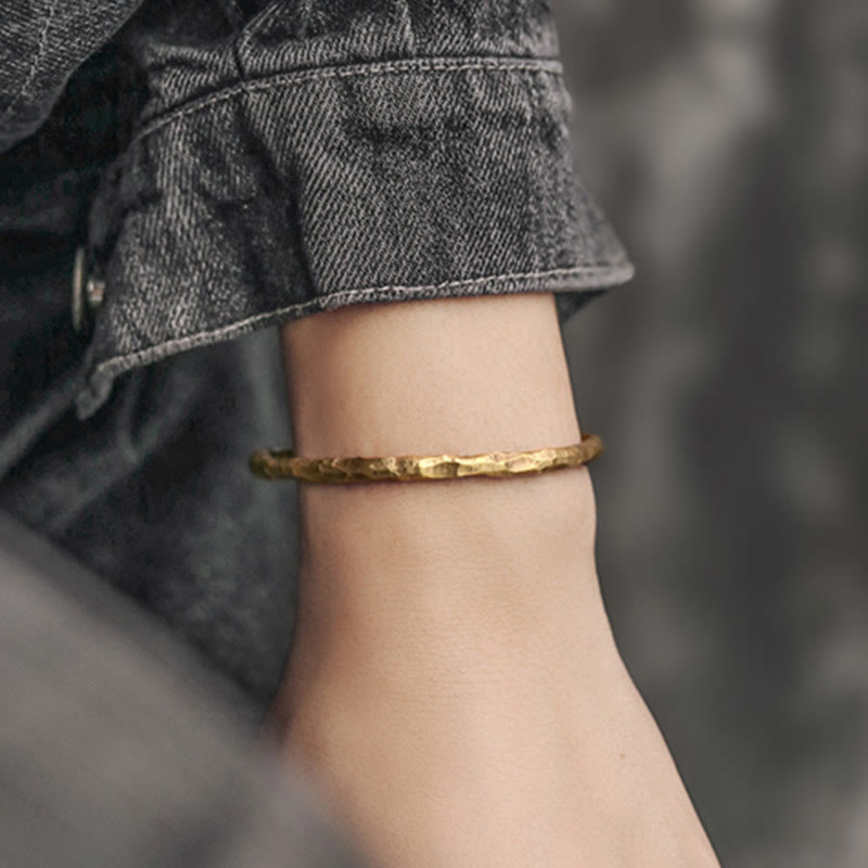 Buddha Stones Bangle armband met reliëfstructuur en koperen Manchetarmband - image 8