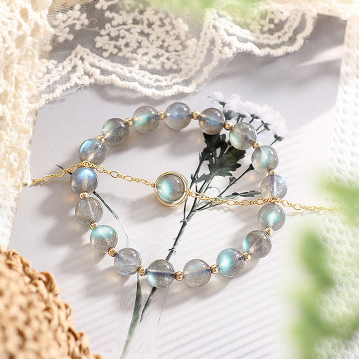 Buddha Stones 14k vergulde Armband met natuurlijke maansteen voor helende liefde - image 2