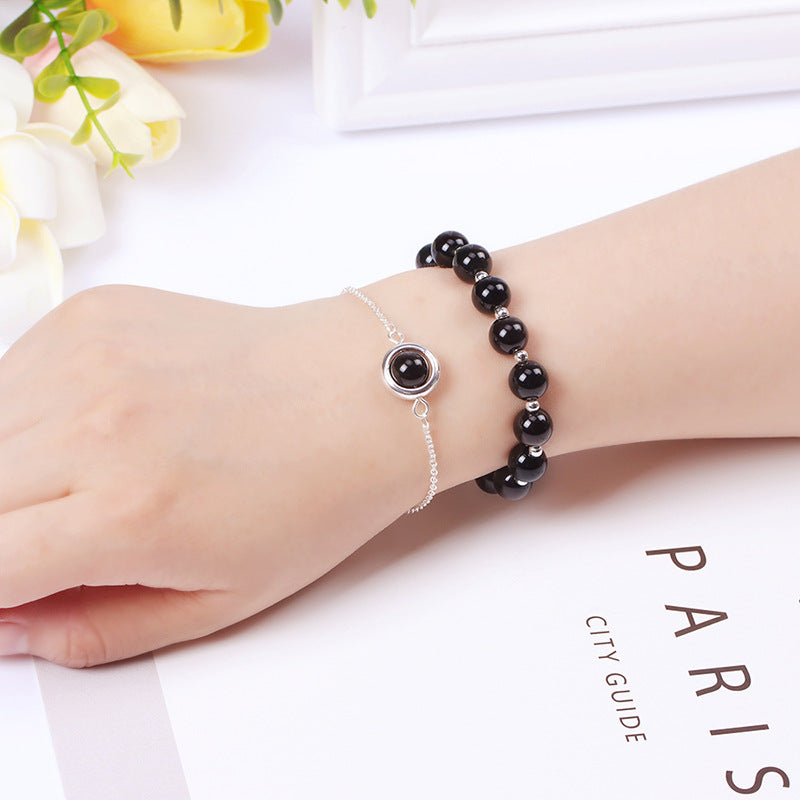 Buddha Stones Zonnesteen Aardbeikwarts Kristal Positieve Armband - Obsidiaan - image 22