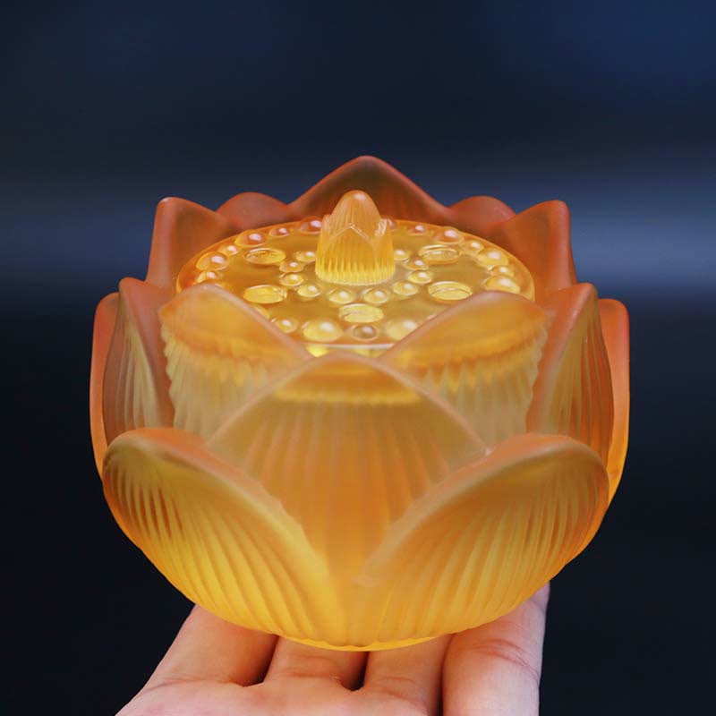 Buddha Stones Lotus Liuli Kristal Genezing Meditatie Wierook - Kleine gele lotusbloem 10,5*8,3 cm - image 1
