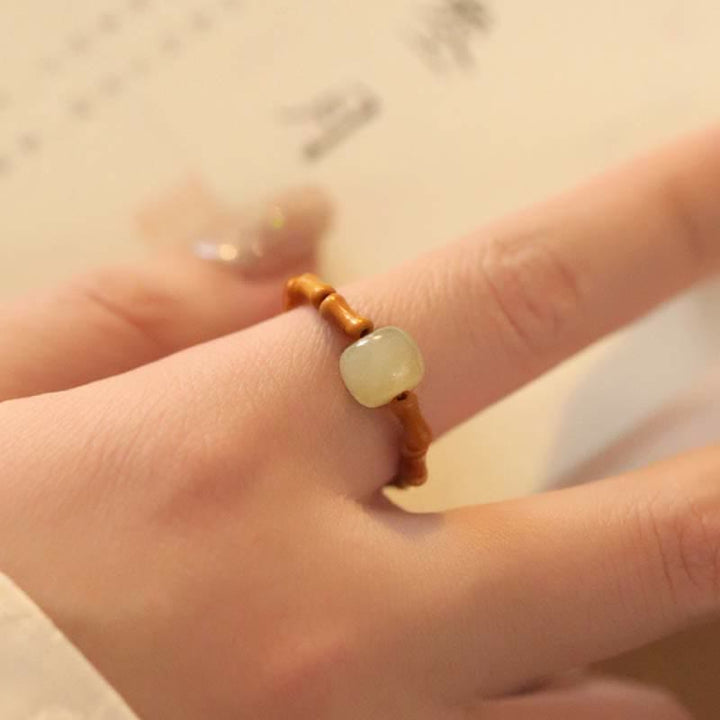 Buddha Stones Hetian jade kralen bamboe Ring - image 6