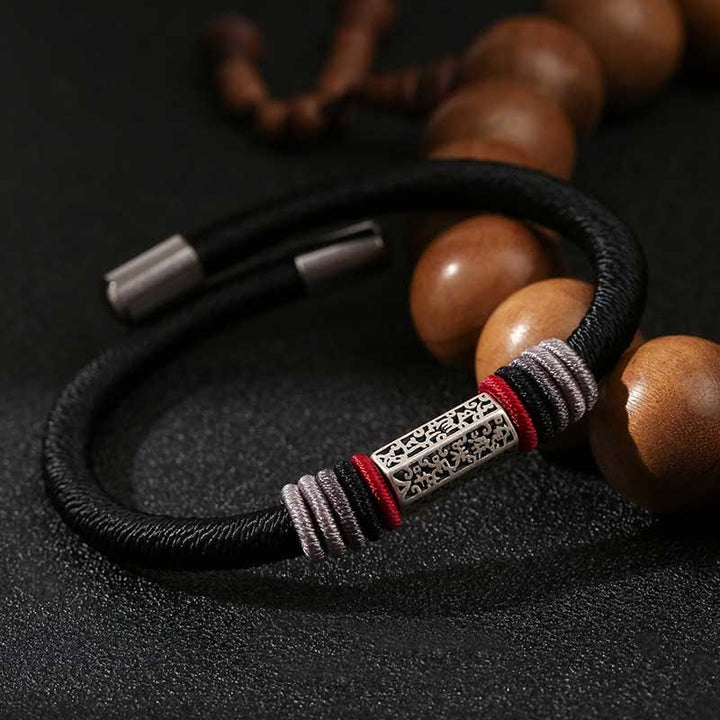 Buddha Stones 925 Sterling Zilveren Om Mani Padme Hum Vrede Rode Koord Armband - image 10