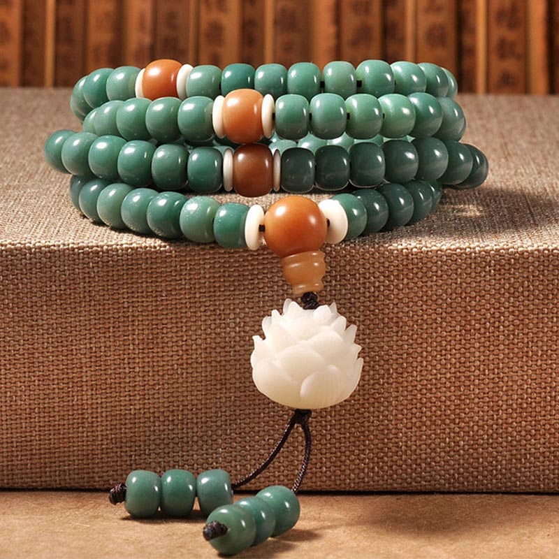 Buddha Stones Lotus Cyan Bodhi Seed Armband - image 0