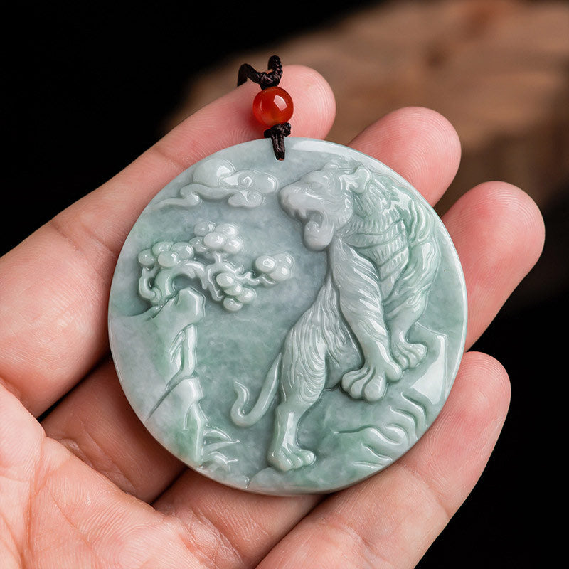 Buddha Stones Chinese dierenriem tijger jade Ketting met hanger - image 4