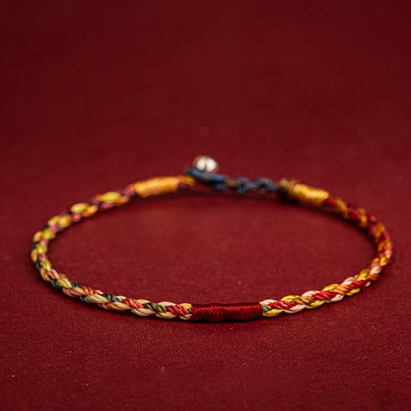 Buddha Stones Handgemaakte Armband van vijfkleurig draad met gelukssymbool voor stellen, kinderen en volwassenen. - 19 cm voor gewichtsbereik (90-100 kg) - image 0