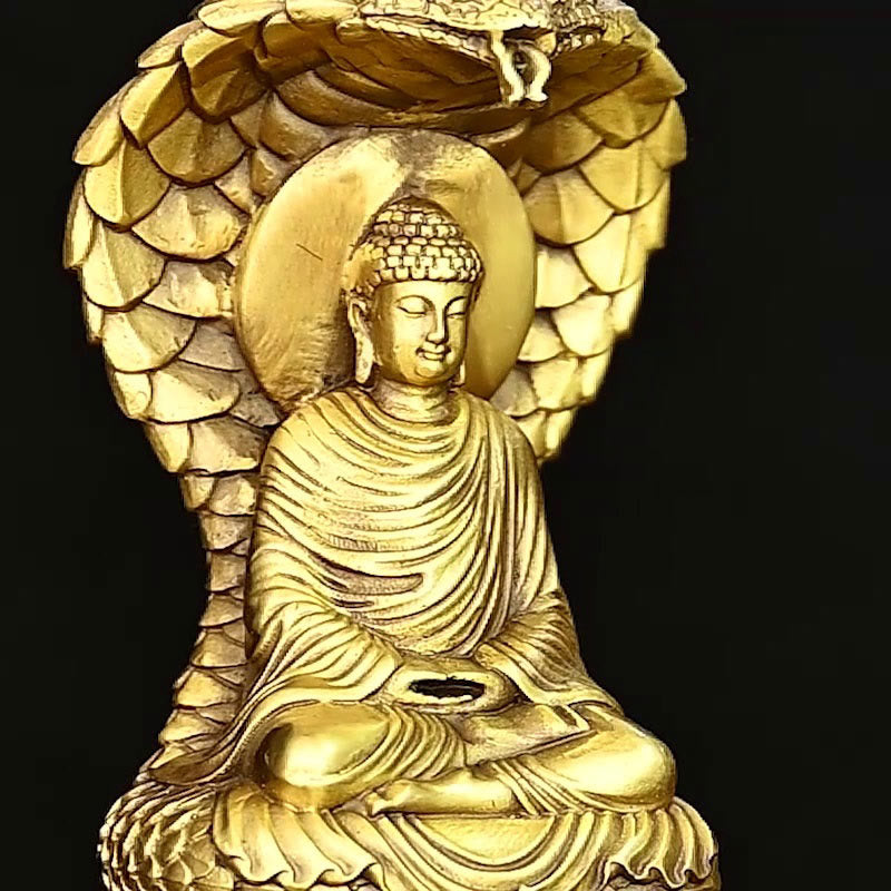 Buddha Stones Boeddha Shakyamuni Slangenbeeldje van koper, symbool van sereniteit, voor thuisdecoratie. - image 5