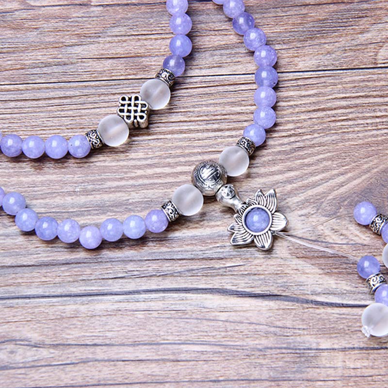 Buddha Stones Paarse jaspis kralen Armband Mala - image 9