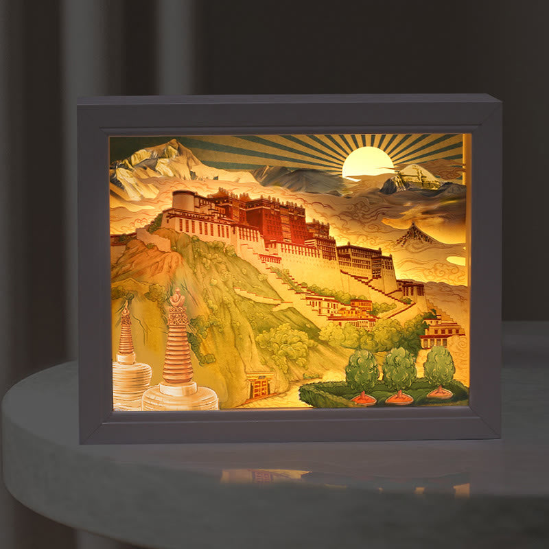 Tibet Potala Paleis Papieren LED-lamp met houtsnijwerk Kunstzinnige Nachtlampjes Creatieve LED-tafellamp - Potala-paleis - image 0