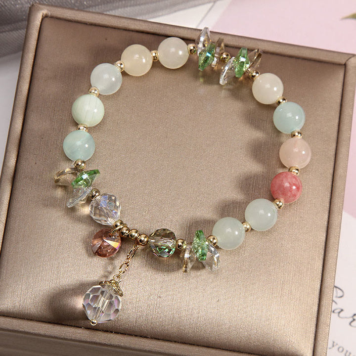 Buddha Stones Armband met vredesbedeltje in de vorm van een kattenoog, roze kristal - image 6