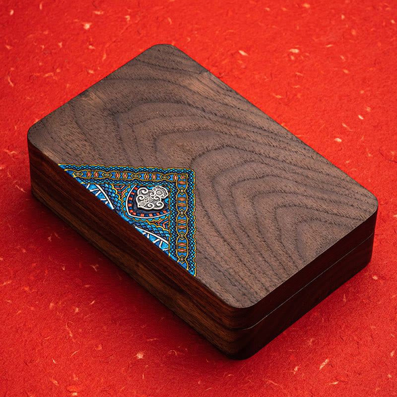 Vintage handgemaakte Sieraden opbergdoos van zwart walnoothout, houten geschenkdoos - image 1