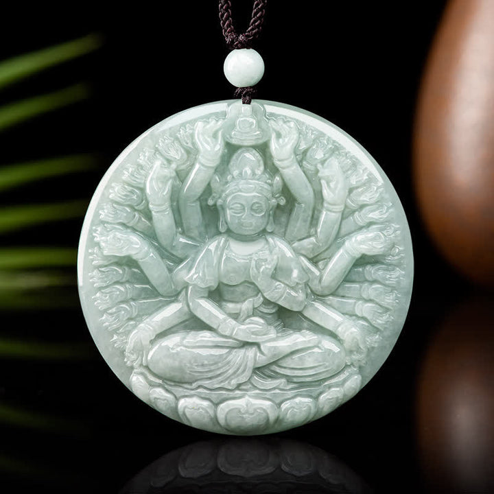 Buddha Stones Duizendhandige Kwan Yin Avalokitesvara Jade Ketting - image 8