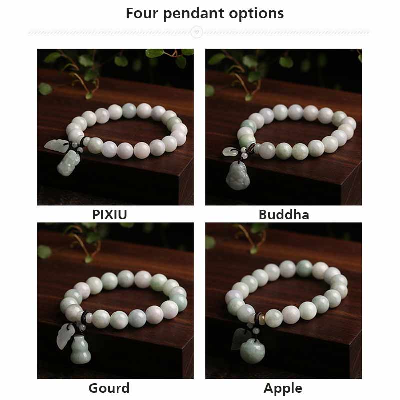 Buddha Stones Armband van natuurlijke jade, Pi Xiu Boeddha, kalebas en appel voor succes - image 9