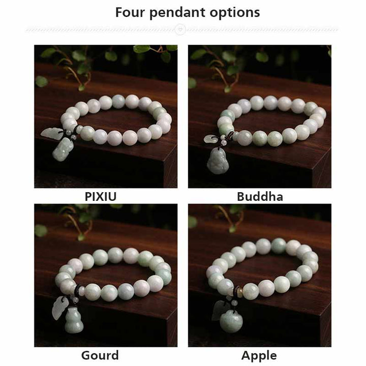 Buddha Stones Armband van natuurlijke jade, Pi Xiu Boeddha, kalebas en appel voor succes - image 9