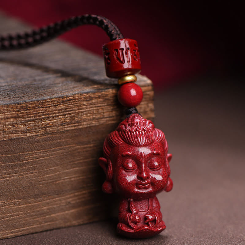 Buddha Stones Chinese dierenriem geboorte Boeddha natuurlijke cinnaber amulet, houdt boze geesten op afstand , Ketting - Os/Tijger-Leegte Bodhisattva - image 0