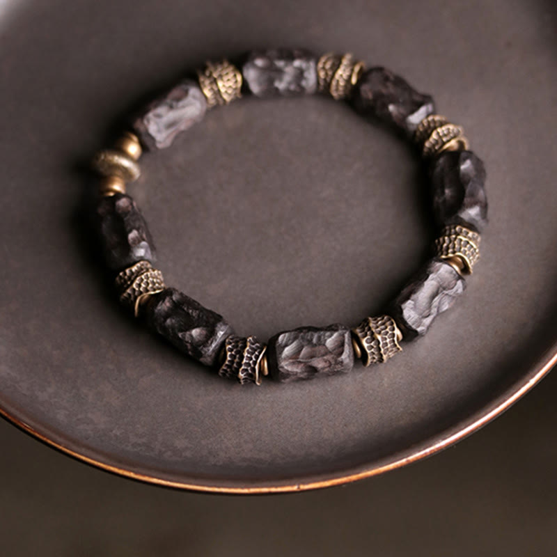 Buddha Stones Tibetaanse Armband van ebbenhout en koper, symbool voor rust en vrede. - image 7