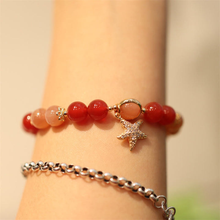 Buddha Stones Zonnesteen Perzik Maansteen Rode Agaat Kristallen Armband - image 5