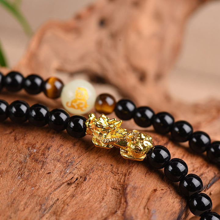 Buddha Stones Armband dierenriem obsidiaan PiXiu Mala - image 3
