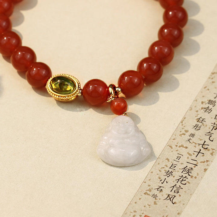 Buddha Stones Armband van natuurlijke rode agaat Boeddha voor succes - image 2