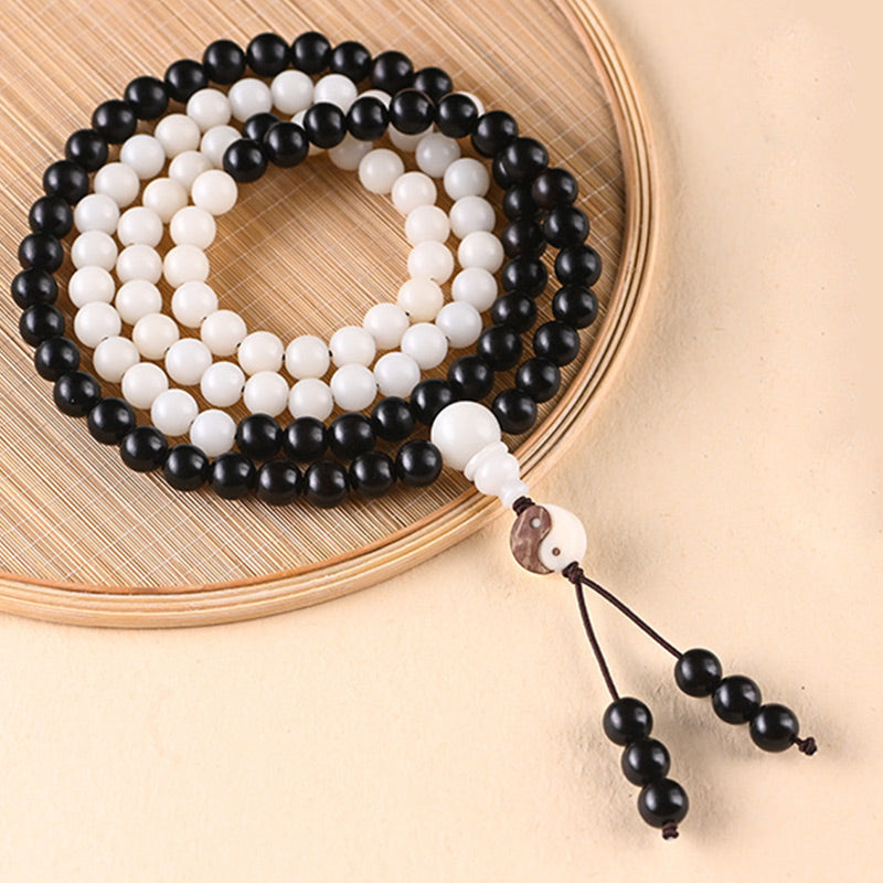 Buddha Stones Ebbenhouten YinYang Ketting Mala - image 5