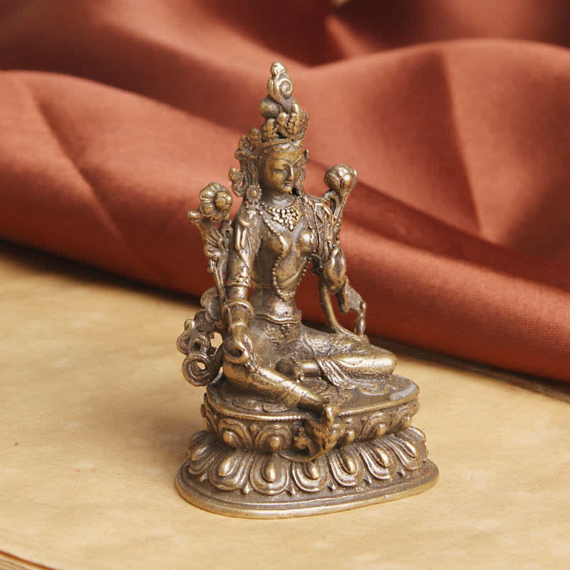 Buddha Stones Bodhisattva Groene Tara Kalme Hoop Koperen Beeld Decoratie - image 1
